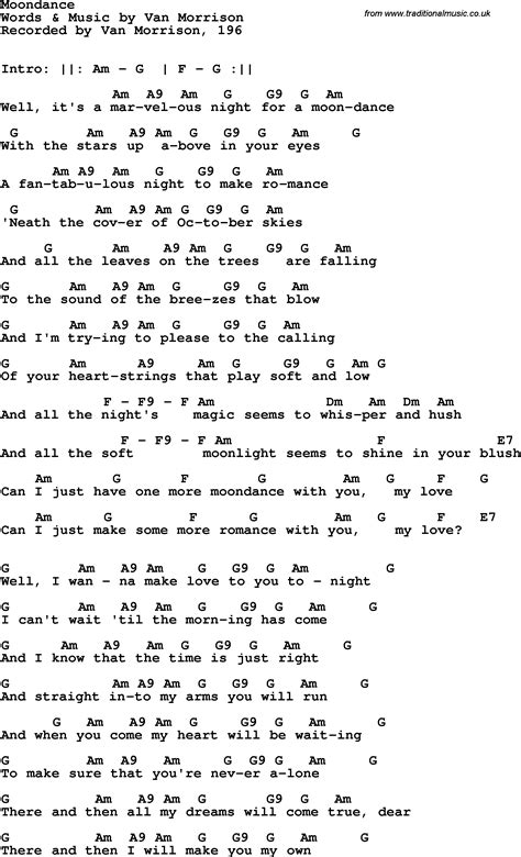 Moondance Lyrics by Van Morrison from the Moondance [Remastered] album - including song video, artist biography, translations and more: Well, it's a marvelous night for a moondance With the stars up above in your eyes A fantabulous night to make romance… 